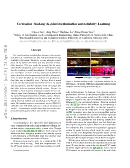 Correlation Tracking via Joint Discrimination and Reliability Learning