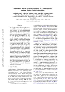 Label-aware Double Transfer Learning for Cross-Specialty Medical Named
  Entity Recognition