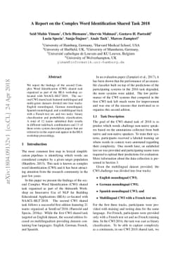 A Report on the Complex Word Identification Shared Task 2018