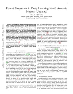 Recent Progresses in Deep Learning based Acoustic Models (Updated)