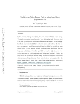 Multi-focus Noisy Image Fusion using Low-Rank Representation