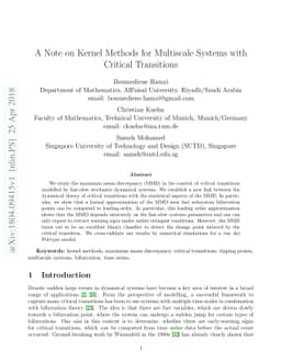 A Note on Kernel Methods for Multiscale Systems with Critical
  Transitions