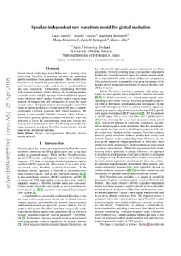 Speaker-independent raw waveform model for glottal excitation