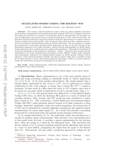 Multi-Layer Sparse Coding: The Holistic Way