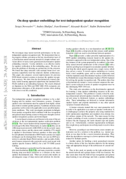 On deep speaker embeddings for text-independent speaker recognition