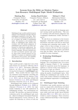 Lessons from the Bible on Modern Topics: Low-Resource Multilingual Topic
  Model Evaluation
