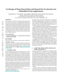 Co-Design of Deep Neural Nets and Neural Net Accelerators for Embedded
  Vision Applications