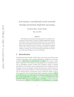 Low-memory convolutional neural networks through incremental depth-first
  processing