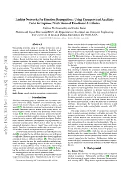 Ladder Networks for Emotion Recognition: Using Unsupervised Auxiliary
  Tasks to Improve Predictions of Emotional Attributes