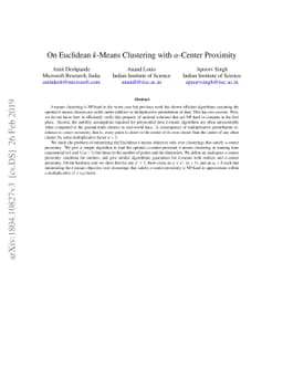 On Euclidean $k$-Means Clustering with $α$-Center Proximity