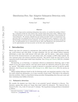 Distribution-Free, Size Adaptive Submatrix Detection with Acceleration