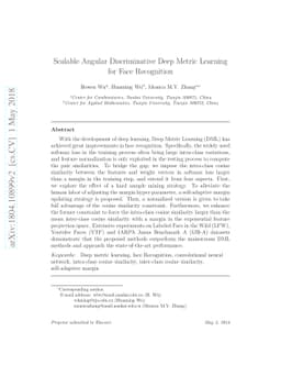 Scalable Angular Discriminative Deep Metric Learning for Face
  Recognition