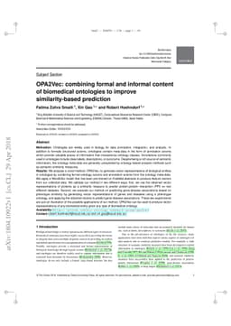 OPA2Vec: combining formal and informal content of biomedical ontologies
  to improve similarity-based prediction
