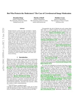 But Who Protects the Moderators? The Case of Crowdsourced Image
  Moderation