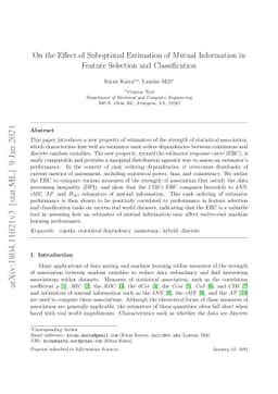 On the Effect of Suboptimal Estimation of Mutual Information in Feature
  Selection and Classification