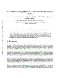 Competitive Training of Mixtures of Independent Deep Generative Models