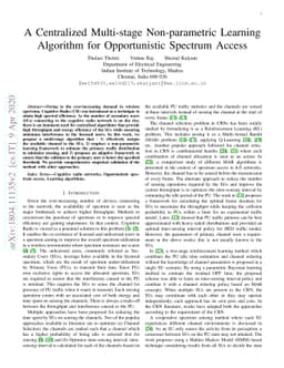 A Centralized Multi-stage Non-parametric Learning Algorithm for
  Opportunistic Spectrum Access