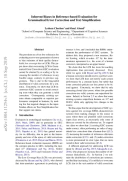 Inherent Biases in Reference based Evaluation for Grammatical Error
  Correction and Text Simplification