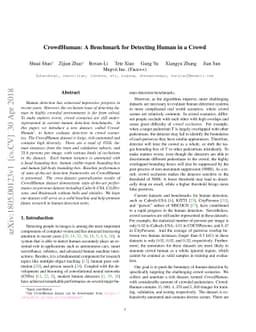 CrowdHuman: A Benchmark for Detecting Human in a Crowd