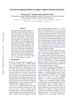 Joint Bootstrapping Machines for High Confidence Relation Extraction