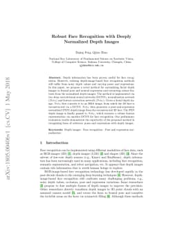 Robust Face Recognition with Deeply Normalized Depth Images