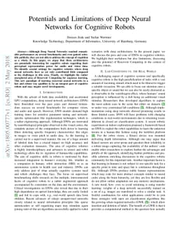 Potentials and Limitations of Deep Neural Networks for Cognitive Robots