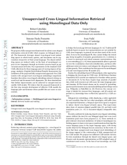 Unsupervised Cross-Lingual Information Retrieval using Monolingual Data
  Only