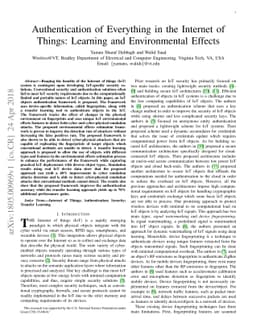 Authentication of Everything in the Internet of Things: Learning and
  Environmental Effects