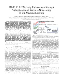 RF-PUF: IoT Security Enhancement through Authentication of Wireless
  Nodes using In-situ Machine Learning