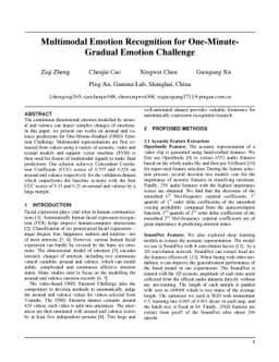 Multimodal Emotion Recognition for One-Minute-Gradual Emotion Challenge