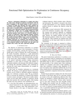 Functional Path Optimisation for Exploration in Continuous Occupancy
  Maps