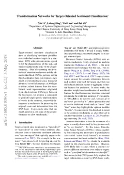 Transformation Networks for Target-Oriented Sentiment Classification