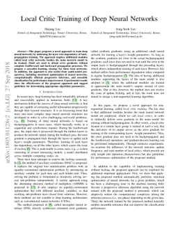 Local Critic Training of Deep Neural Networks
