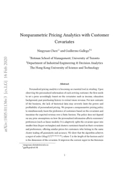Nonparametric Pricing Analytics with Customer Covariates