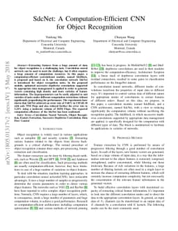 SdcNet: A Computation-Efficient CNN for Object Recognition