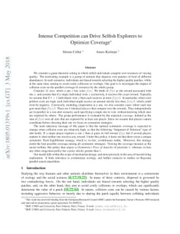 Intense Competition can Drive Selfish Explorers to Optimize Coverage