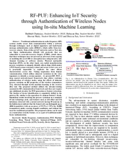 RF-PUF: Enhancing IoT Security through Authentication of Wireless Nodes
  using In-situ Machine Learning