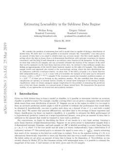 Estimating Learnability in the Sublinear Data Regime