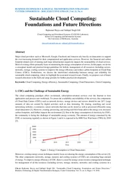 Sustainable Cloud Computing: Foundations and Future Directions