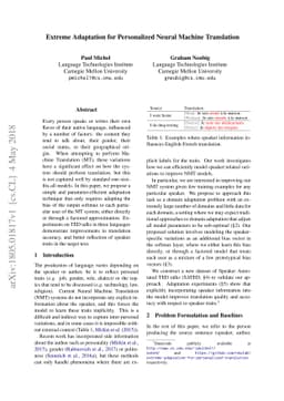 Extreme Adaptation for Personalized Neural Machine Translation