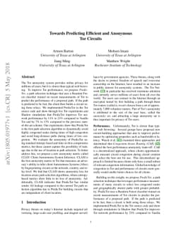 Towards Predicting Efficient and Anonymous Tor Circuits