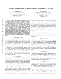 Various Approaches to Aspect-based Sentiment Analysis