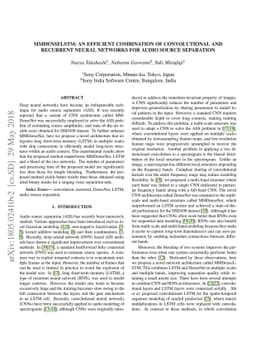 MMDenseLSTM: An efficient combination of convolutional and recurrent
  neural networks for audio source separation