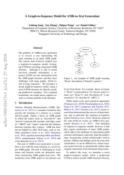 A Graph-to-Sequence Model for AMR-to-Text Generation