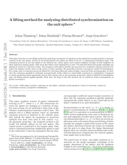 A Lifting method for analyzing distributed synchronization on the unit
  sphere