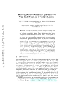 Building Disease Detection Algorithms with Very Small Numbers of
  Positive Samples