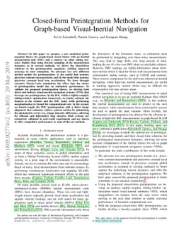 Closed-form Preintegration Methods for Graph-based Visual-Inertial
  Navigation