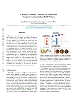 A Memory Network Approach for Story-based Temporal Summarization of
  360° Videos