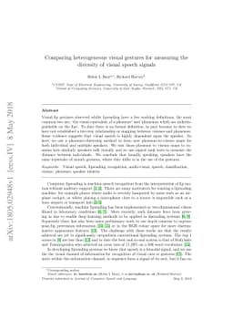 Comparing heterogeneous visual gestures for measuring the diversity of
  visual speech signals