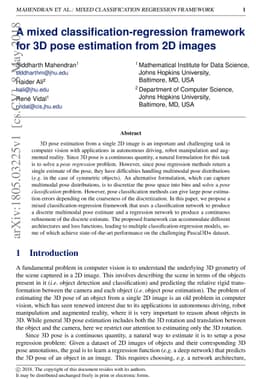 A Mixed Classification-Regression Framework for 3D Pose Estimation from
  2D Images
